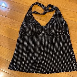 Swim suit top / upper. Black with white polka dots. Size 16